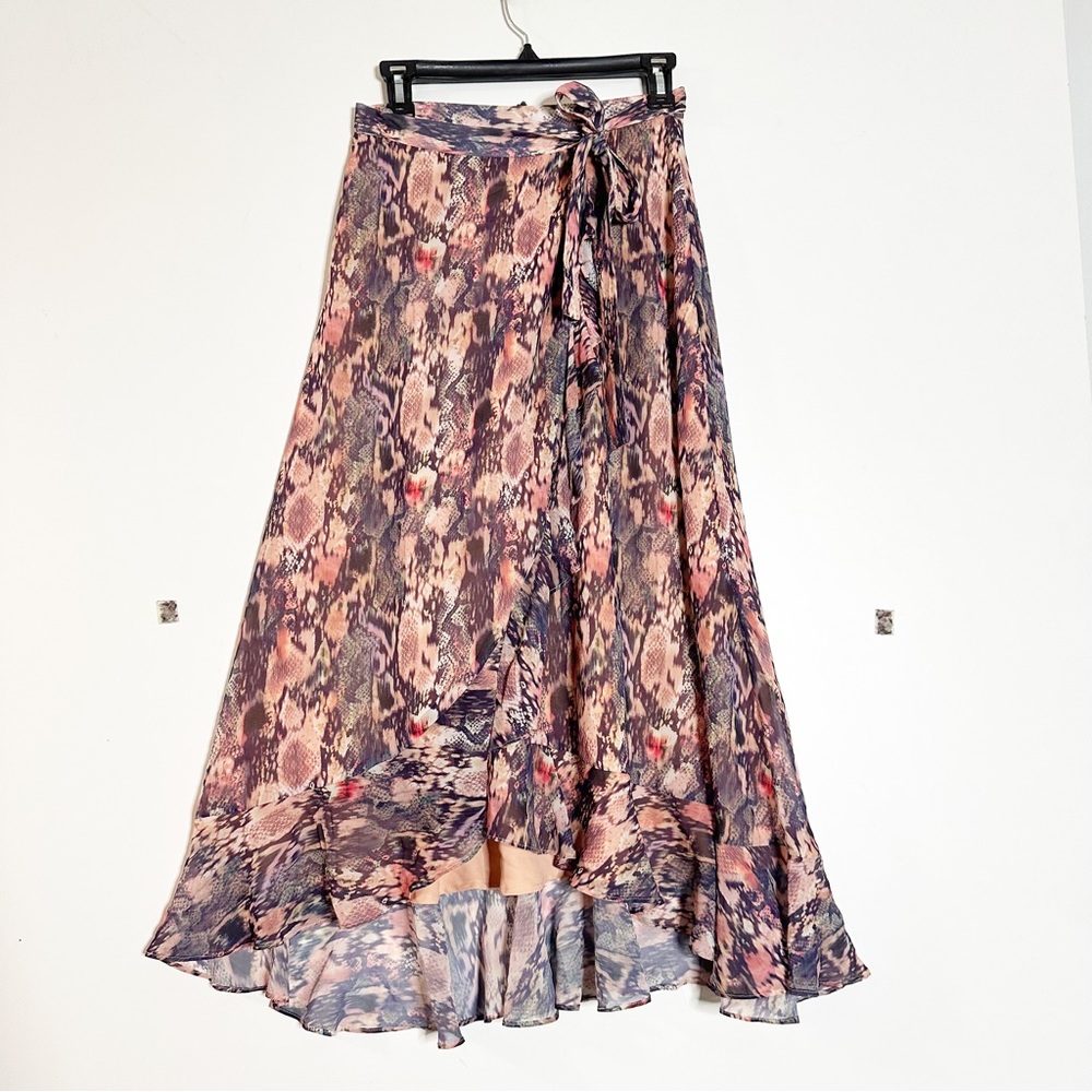 All Saints cosmo masala blush pink wrap midi skirt - Picture 5 of 9